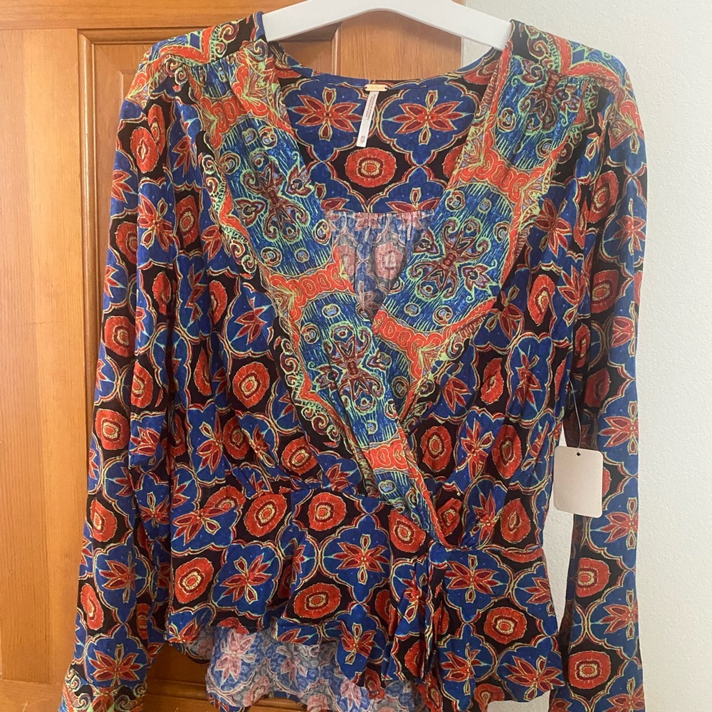 Floral V-Neck Wrap Top